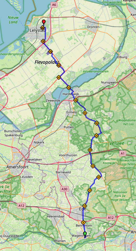 Kaart van de route